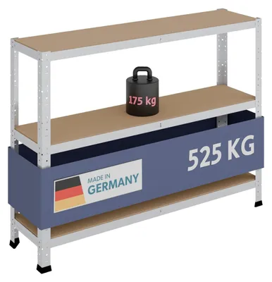 Produktbild von Metallregal Steckregal Lagerregal - 90 x 120 x 30 cm - Verzinkt - 3 Böden - 175 kg pro Boden