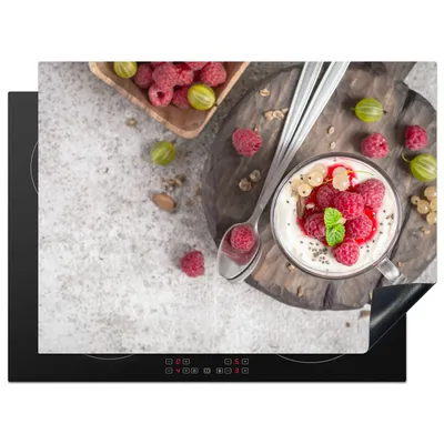 Produktbild von KitchenYeah© Herdabdeckplatte Dessert - Obst - Holz , 70x52cm, Küche Deko, Glaskeramikkochfeld Herdabdeckung, Abdeckplatte fùr Kochfeld