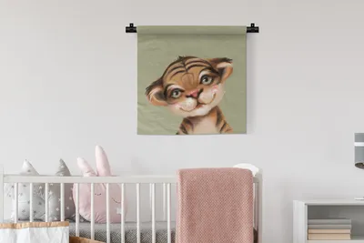 Produktbild von MuchoWow® Wandteppich Wandbehang Tiger - Grün - Dschungel 60x60 cm Tapisserie Dekoration Wandtuch - Dekorationen - Wand Decke