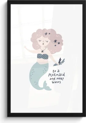 Produktbild von MuchoWow® MuchoWow® Gerahmtes Poster Meerjungfrau - Zitat - Kinder - Rosa - Mädchen - Baby 40x60 cm - Poster mit zchwarzem Bilderrahmen - Papierdruck - Wandbilder