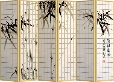 Produktbild von Fine Asianliving Paravent Raumteiler Spanische Wand Trennwand Room Divider Raumtrenner L240xH180cm Bedruckte Canvas Sichtschutz Leinwand Doppelseitig -203-311-6
