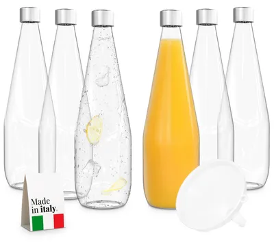 Productafbeelding van Set van 6 glazen flessen van 750 ml, inclusief deksel en trechter