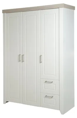 Produktbild von roba Kleiderschrank, Babyzimmerserie 'Felicia', Schrank 3-trg., 2 Schubladen, Landhausstil, weiß