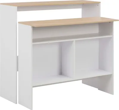 Obrázok produktu pre Barový stôl s 2 stolovými doskami, bielo dubový 130x40x120 cm