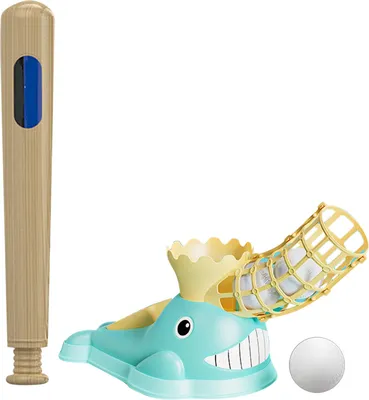 Immagine prodotto di Macchina lanciapalle da baseball per bambini, espulsione a pedale, set di gioco automatico con mazza e 3 palline, blu