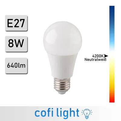 Obrázek produktu pro 10 kusů Forever Light E27 LED A60 8W žárovka 4500K neutrální bílá 640 lumen žárovka reflektor žárovka