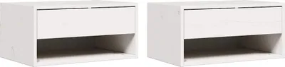 Produktbild von Nachttisch 2 pcs Weiß 50 x 32,5 x 24 cm Massivholz Kiefer