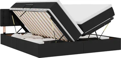 Image de vidaXL Lit avec barres lumineuses LED Noir 180 x 200 cm Tissu
