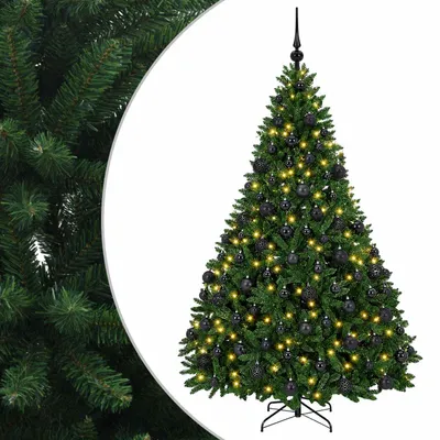 Zdjęcie produktu dla Sztuczne drzewko bożonarodzeniowe vidaXL, średniozielone, z ozdobami, 180 cm