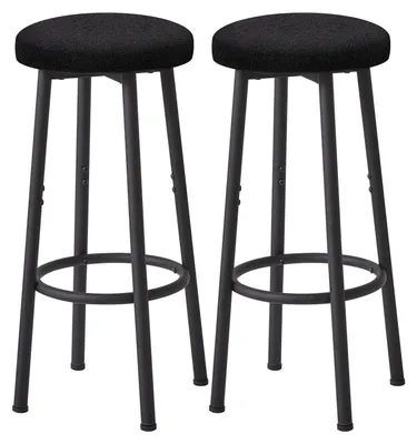 Productafbeelding van Barstoelen, set van 2, 67 cm hoog, zwart, metalen frame, zonder rugleuning, geschikt voor keuken of eetkamer, model HBS515B
