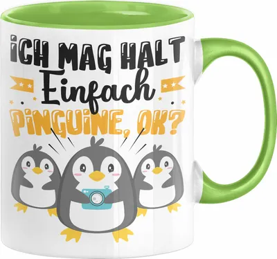 Produktbild von Pinguine Geschenk Tasse Mädchen Geschenkdiee Pinguin-Liebhaberin Ich Mag Halt Einfach Pinguine Ok (Grün)
