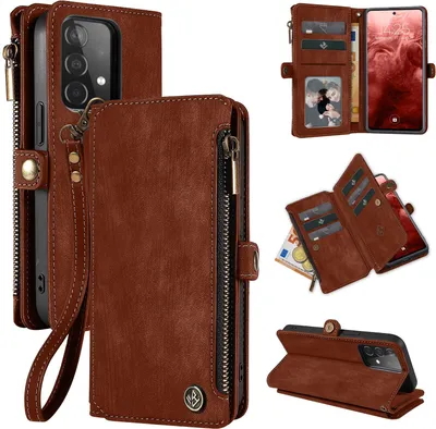 Produktbild von Handy Hülle für Samsung Galaxy A53 5G Geldbeutel Geldbörse RFID Schutz Klapphülle Cover Schutzhülle Wallet Farbe: Dunkelbraun