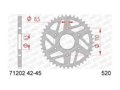 Produktbild von AFAM Kettenrad 71202-45 Hinten für KTM MOTORCYCLES RC Stahl