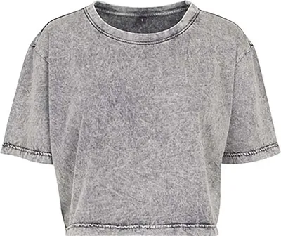 Produktbild von Build Your Brand BY054 | Damen Acid Washed Cropped Tee - Farbe: Grey Black - Größe: S