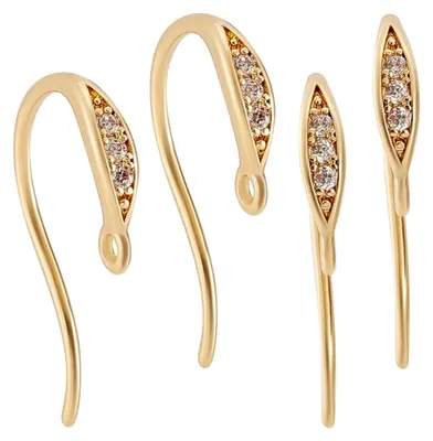 Produktbild von 1 Schachtel mit 16 Stück 18K vergoldeten Ohrhaken mit Zirkonia für die Schmuckherstellung