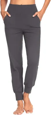 Productafbeelding van Dames joggingbroek capri met 4 zakken en hoge taille, geschikt voor yoga, sport en vrije tijd