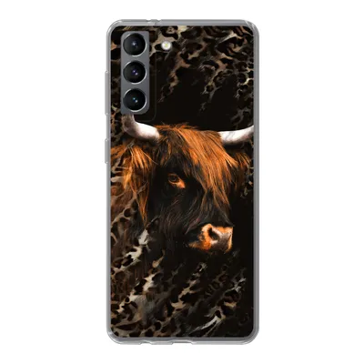 Produktbild von MuchoWow® Handyhülle Schutzhülle Hülle für Samsung Galaxy S21 Schottischer Highlander - Pantherdruck - Schwarz Silikon Softcase Handy Hülle - Softcase