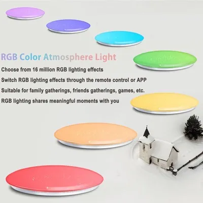 Productafbeelding van LED plafondlamp met muzieklamp en Bluetooth speaker - 45W - RGB - Dimbaar - Wit