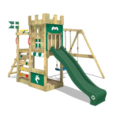 Produktbild von Spielturm Wickey RoyalFlyer mit Doppelschaukel und Rutsche, grün
