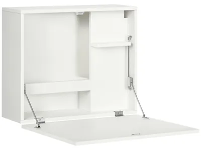 Immagine prodotto di HOMCOM Scrivania a Muro Pieghevole Salvaspazio con Ripiani in Legno per Studio, Soggiorno, Ufficio, 60x21.5x50cm, Bianco
