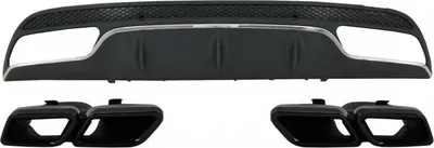 Produktbild von Diffusor für Mercedes W205 S205 14-20 C63 Look Auspuff Tipps Schwarz Sport Paket