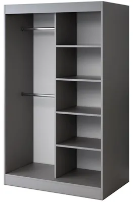 Zdjęcie produktu dla Otwarta Szafa– 120 x 200 cm – Antracyt Mat– Szafa otwarta TROY – z 4 półkami i 2 drążkami