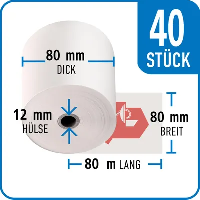 Produktbild von Thermorolle APOTHEKE 80 mm x 80 mm x 12 mm x 80 m | VPE 40 Rollen