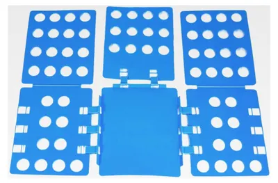 Produktbild von Faltbrett zur Kleiderfaltung in Blau - 67,5 x 58 cm - Wäschefalter für schnelles Zusammenlegen von Kleidung, Hemden, T-Shirts und Pullovern