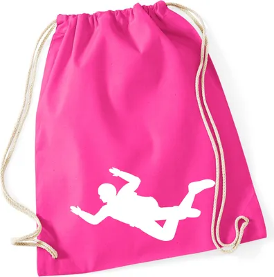 Produktbild von Huuraa Turnbeutel Skydiving Silhouette 12 Liter Fuchsia Baumwolle Rucksack Geschenkidee