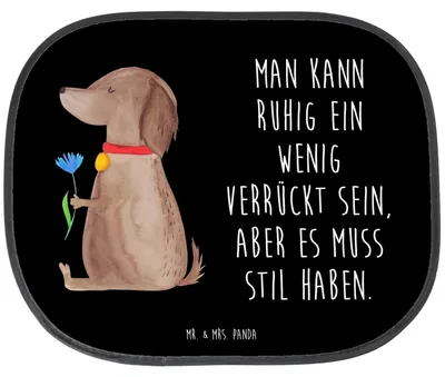 Produktbild von Mr. & Mrs. Panda Sonnenschutz Fürs Auto Hund Blume - Schwarz - Geschenk, Frauchen, Hitzeschutz, Haha, Süß, Sonnenblende, Sprüche, Hunde, Scheibenschutz