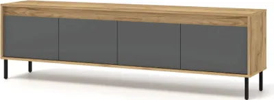 Zdjęcie produktu dla Szafka pod TV Nesta 4D 192 cm CRAFT GOLD / BASALT - NISKA szafka z 4 drzwiami - szafka pod TV na nóżkach