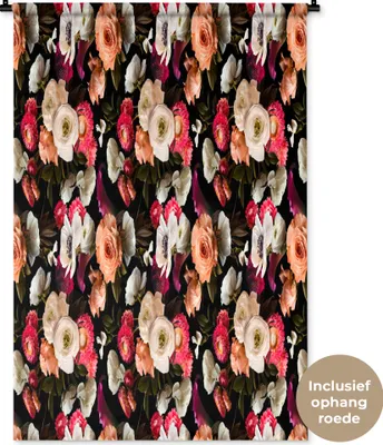 Produktbild von MuchoWow® Wandteppich Wandbehang Blumen - Farbe - Muster 90x135 cm Tapisserie Dekoration Wandtuch - Baumwolle - Wandskulptur