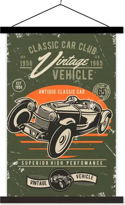 Produktbild von MuchoWow® Textilposter Oldtimer - Auto - Oldtimer 120x180 cm mit schwarzem Rahmen - Fotos
