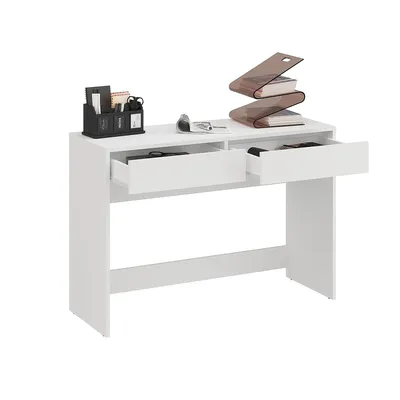 Produktbild von KOMTO Desk NOVA – Schreibtisch Weiß mit 2 Schubladen, Computertisch und Bürotisch mit Stauraum für Home Office, Kinder- & Jugendzimmer 110x40x76 cm