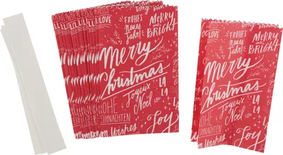 Produktbild von Papiertüten Sterne-Set "Merry Christmas", klein, Rot