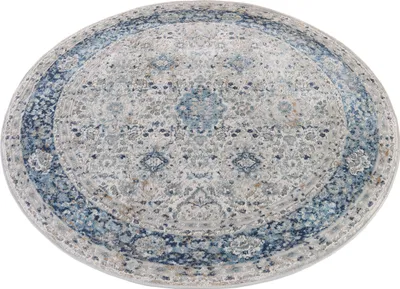 Produktbild von Tapiso Teppich VALLEY Rund Vintage Grau Blau Schlafzimmer 200 x 200 cm