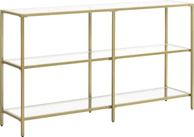 Produktbild von VASAGLE Konsolentisch, Flurtisch, 3 Ebenen, Beistelltisch, Ablagen aus gehärtetem Glas, 130 x 30 x 73,5 cm, Metallgestell, Modern für Flur, Wohnzimmer