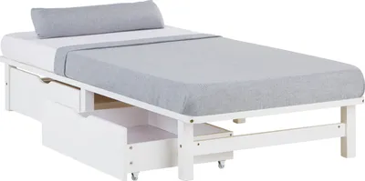 Obrázek produktu pro Palettenbett 90x200 cm mit Lattenrost und 2 Bettkästen Schubläden Massivholzbett Palettenmöbel Bett Holzbett