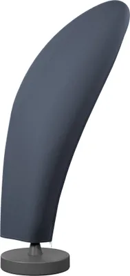 A dark gray umbrella cover on a stand, shown against a white background.
