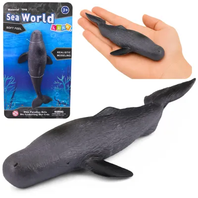 Imagen del producto de Figura de ballena de goma de pez, mamífero marino realista estirable, 18 cm