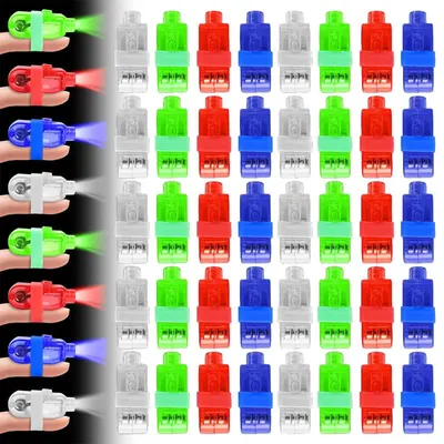 Produktbild von 40er Set LED Fingerlichter, bunte Leuchtringe für Party, Disco und Events, wiederverwendbare Finger LED Lichter mit Batterien für Geburtstag, Halloween