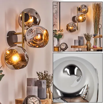 Produktbild von Villamare Wandlampe aus Metall/Glas in Schwarz/Gold-/Chrom-/Rauchfarben