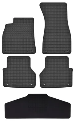 Produktbild von Gummi-Fußmatten + Tunnel für Audi A6 C8 2018- (Van/Kombi/Limousine) – 5-tlg, Schwarz, passgenau – Wielganizator SolidTread