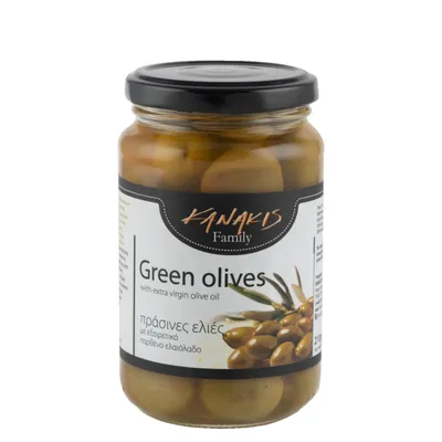 Produktbild von Kanakis | Grüne Oliven - 210 G - Mit Stein - Bitter, Süßlich und Trocken - Handgepflückt