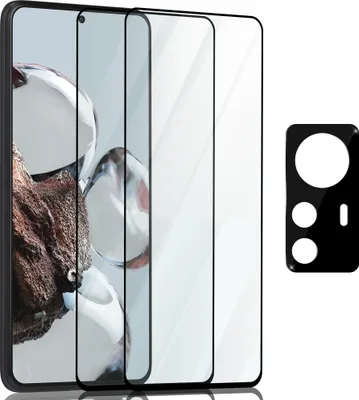 Produktbild von 2-Pack Displayschutzfolie für Xiaomi 12T und 1-Pack Linsenschutzfolie – gehärtetes Glas 9H – Superqualität 3D