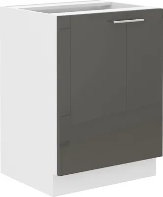 Produktbild von Unterschrank 60 Lara Grau Hochglanz + Weiß Küchenzeile Küchenblock Küche