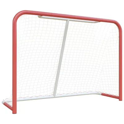 Zdjęcie produktu dla vidaXL Bramka hokejowa z siatką biało-czerwona 153x60x118 cm stal i poliester