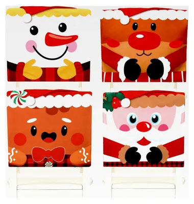 Produktbild von Weihnachtsstuhlhussen, 4er Set Abnehmbare Stuhlhussen in Rot für Weihnachten