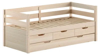 Produktbild von Kojenbett Kelda 90x200 mit Bettschublade Kiefer Massivholz Milky Pine