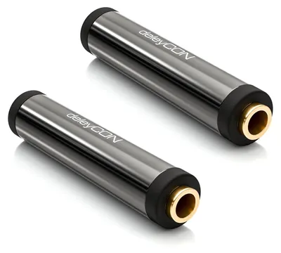 Produktbild von deleyCON 2x AUX Stereo Audio 3,5mm Klinken Kupplung Adapter - Schwarz